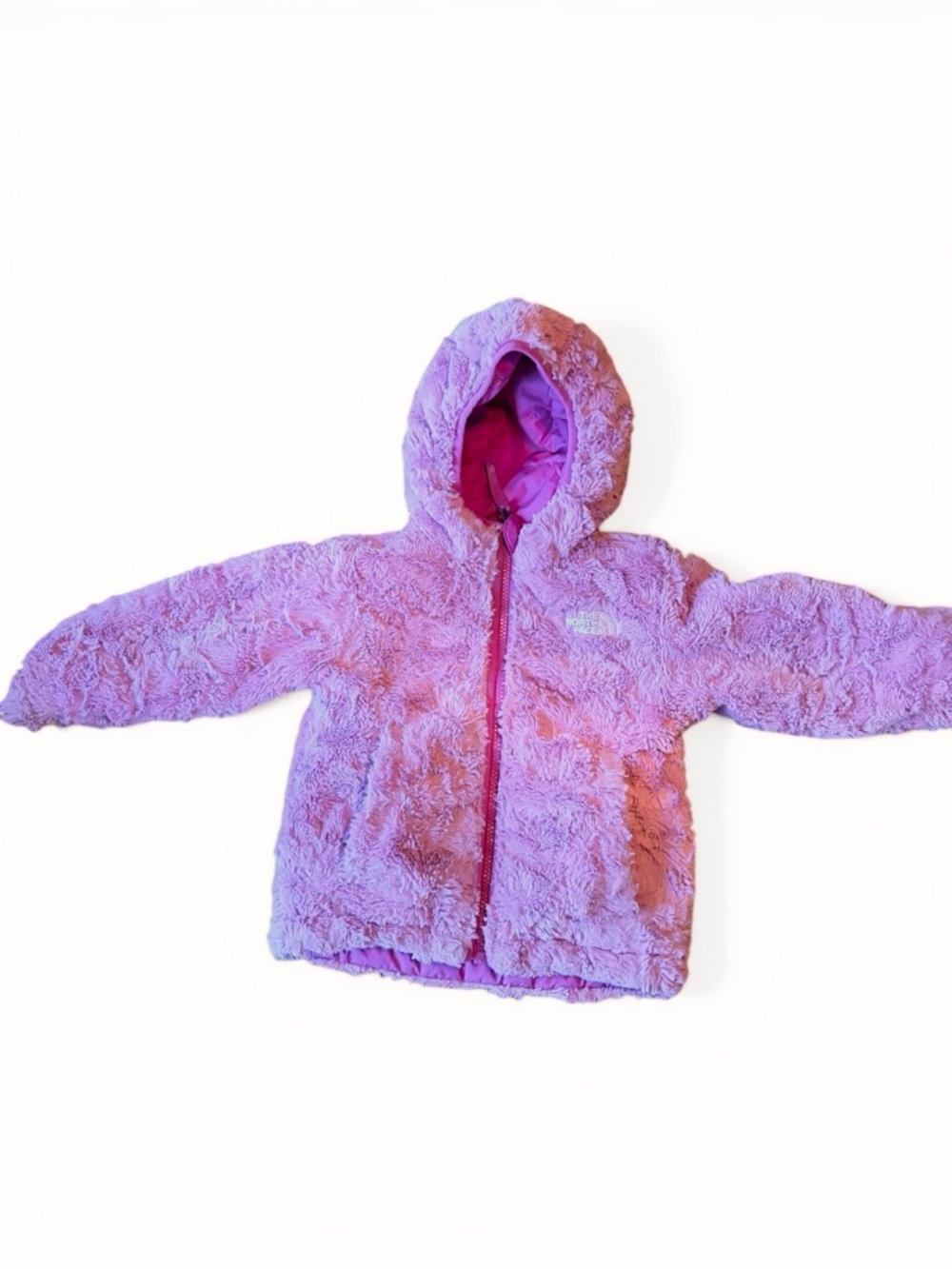 The North Face Toddler Girls Hot Pink Quilted Hooded Mossbud Reversible Jacket - Picture 3 of 10
